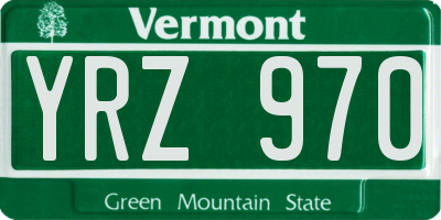 VT license plate YRZ970