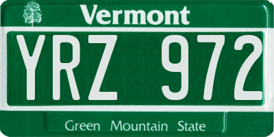 VT license plate YRZ972