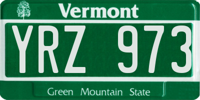 VT license plate YRZ973