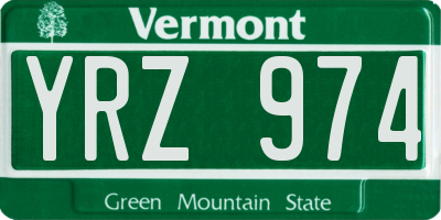 VT license plate YRZ974