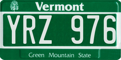 VT license plate YRZ976