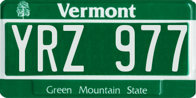 VT license plate YRZ977