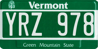 VT license plate YRZ978