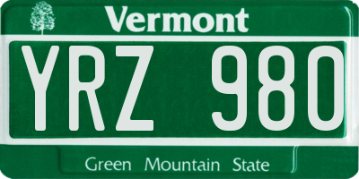 VT license plate YRZ980