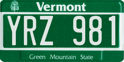 VT license plate YRZ981