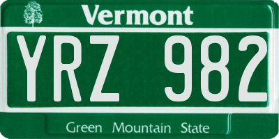 VT license plate YRZ982