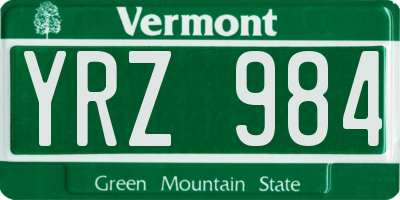 VT license plate YRZ984