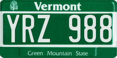 VT license plate YRZ988