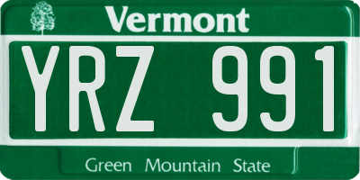 VT license plate YRZ991