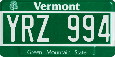 VT license plate YRZ994