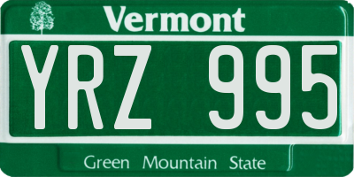 VT license plate YRZ995