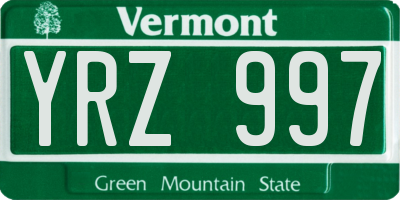 VT license plate YRZ997