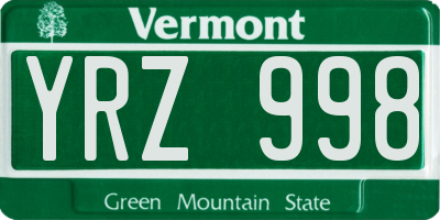 VT license plate YRZ998
