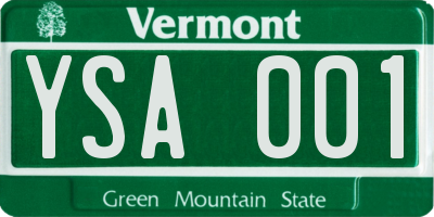 VT license plate YSA001