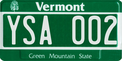 VT license plate YSA002