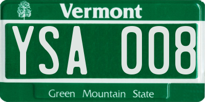 VT license plate YSA008