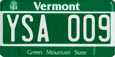 VT license plate YSA009