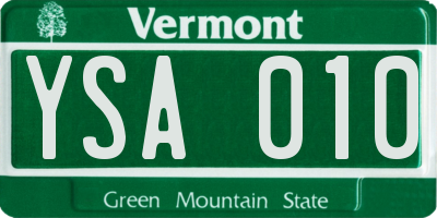 VT license plate YSA010