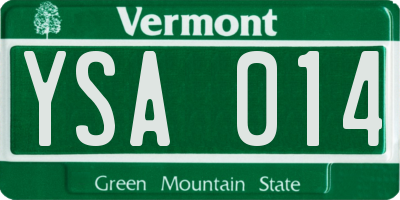 VT license plate YSA014