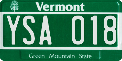VT license plate YSA018