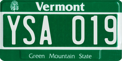 VT license plate YSA019
