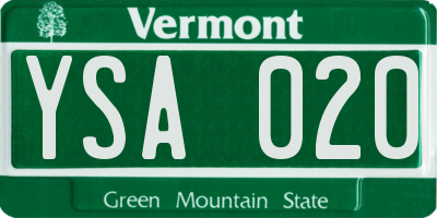 VT license plate YSA020