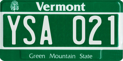 VT license plate YSA021
