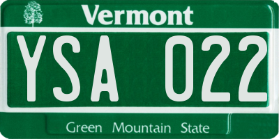 VT license plate YSA022