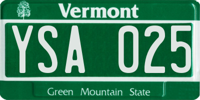 VT license plate YSA025