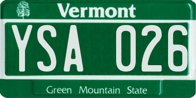 VT license plate YSA026