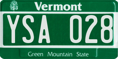 VT license plate YSA028