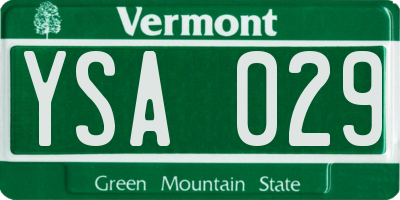 VT license plate YSA029