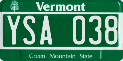 VT license plate YSA038