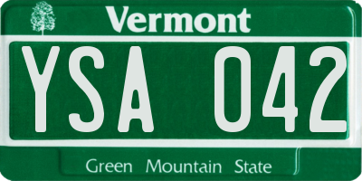 VT license plate YSA042