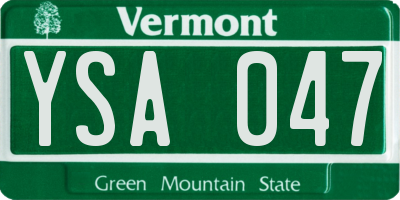 VT license plate YSA047