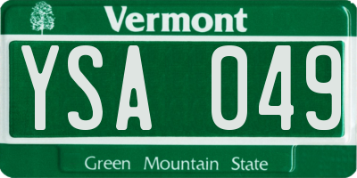 VT license plate YSA049