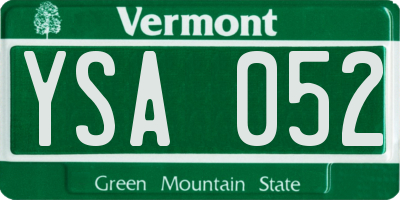 VT license plate YSA052
