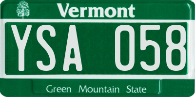VT license plate YSA058