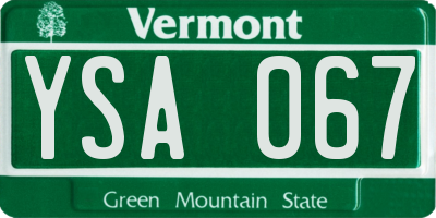 VT license plate YSA067