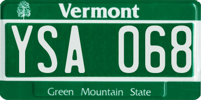 VT license plate YSA068