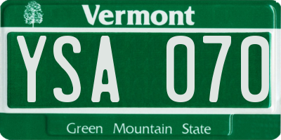 VT license plate YSA070