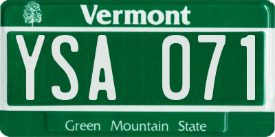 VT license plate YSA071