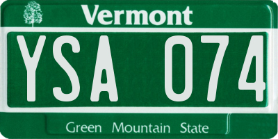 VT license plate YSA074