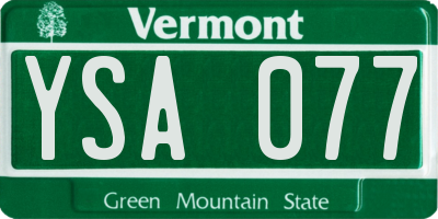 VT license plate YSA077