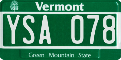 VT license plate YSA078