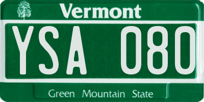 VT license plate YSA080