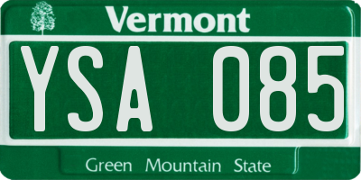 VT license plate YSA085