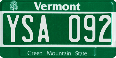 VT license plate YSA092