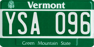 VT license plate YSA096