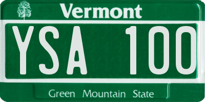 VT license plate YSA100